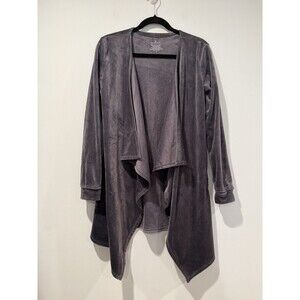 Cuddle Duds Cardigan Women XS Double Plush Velour Open Front Travel Cozy Stretch